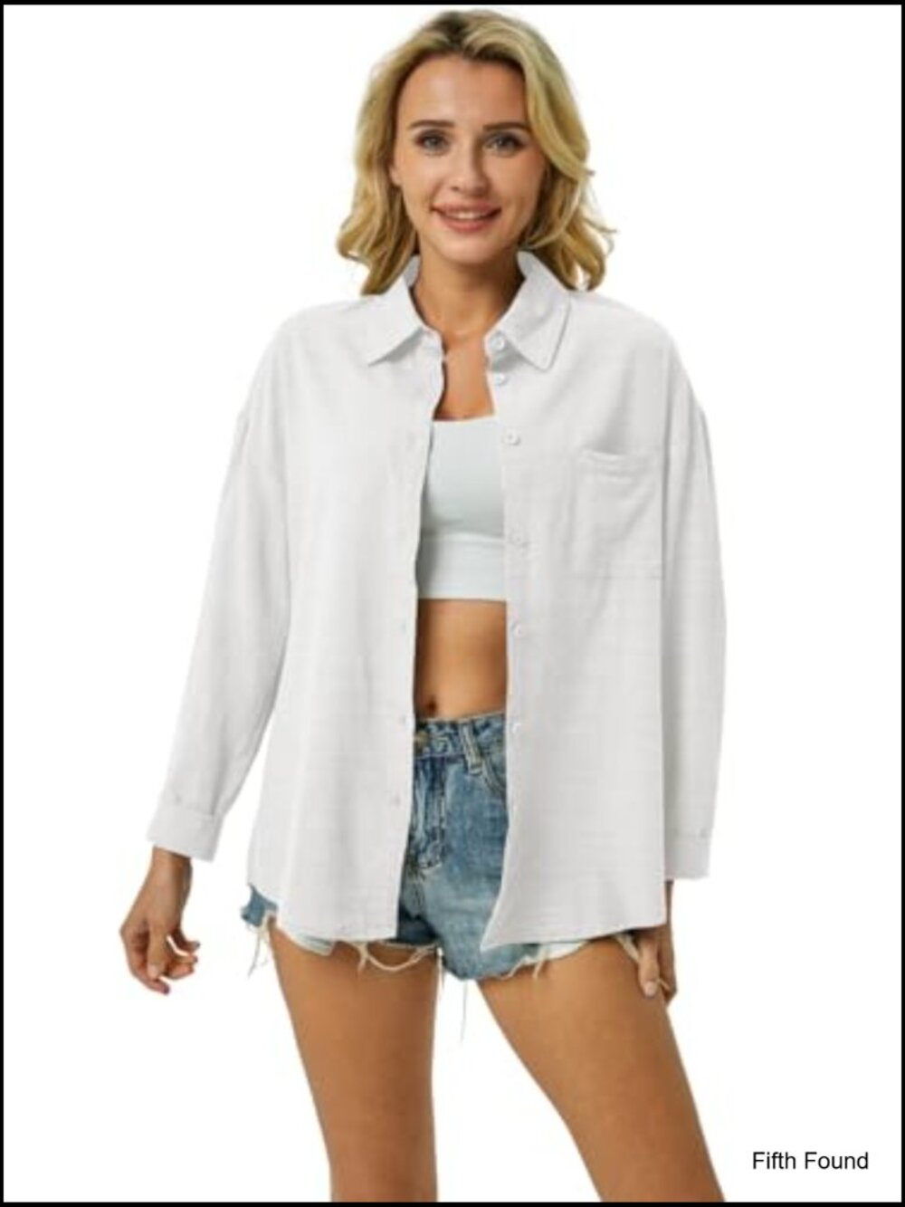 Women's Cotton Linen Button Down Shirt Long Sleeve Casual Work Blouse with - Picture 2 of 7